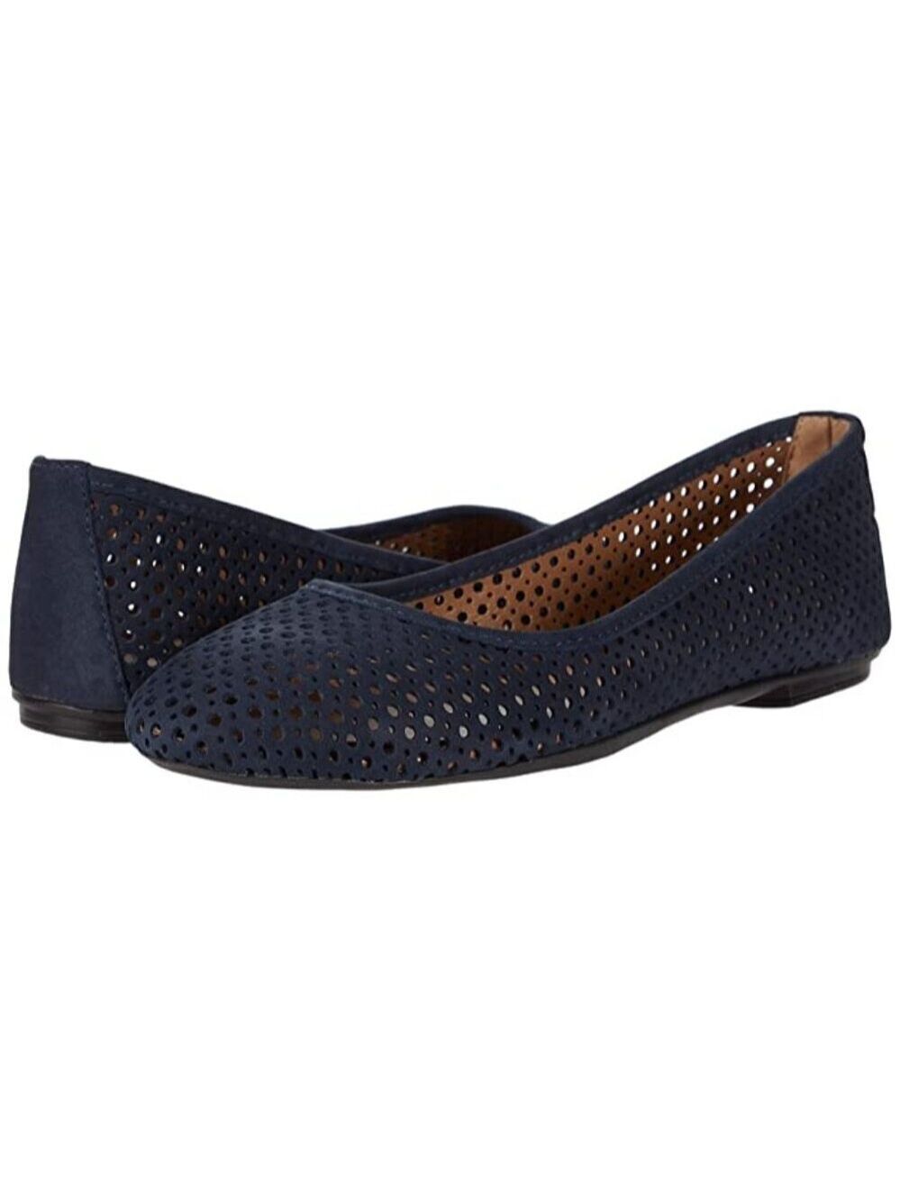 NWOT French Sole League Flat W 8 (UK 6 / EU 39) Navy Nubuck MSRP $165